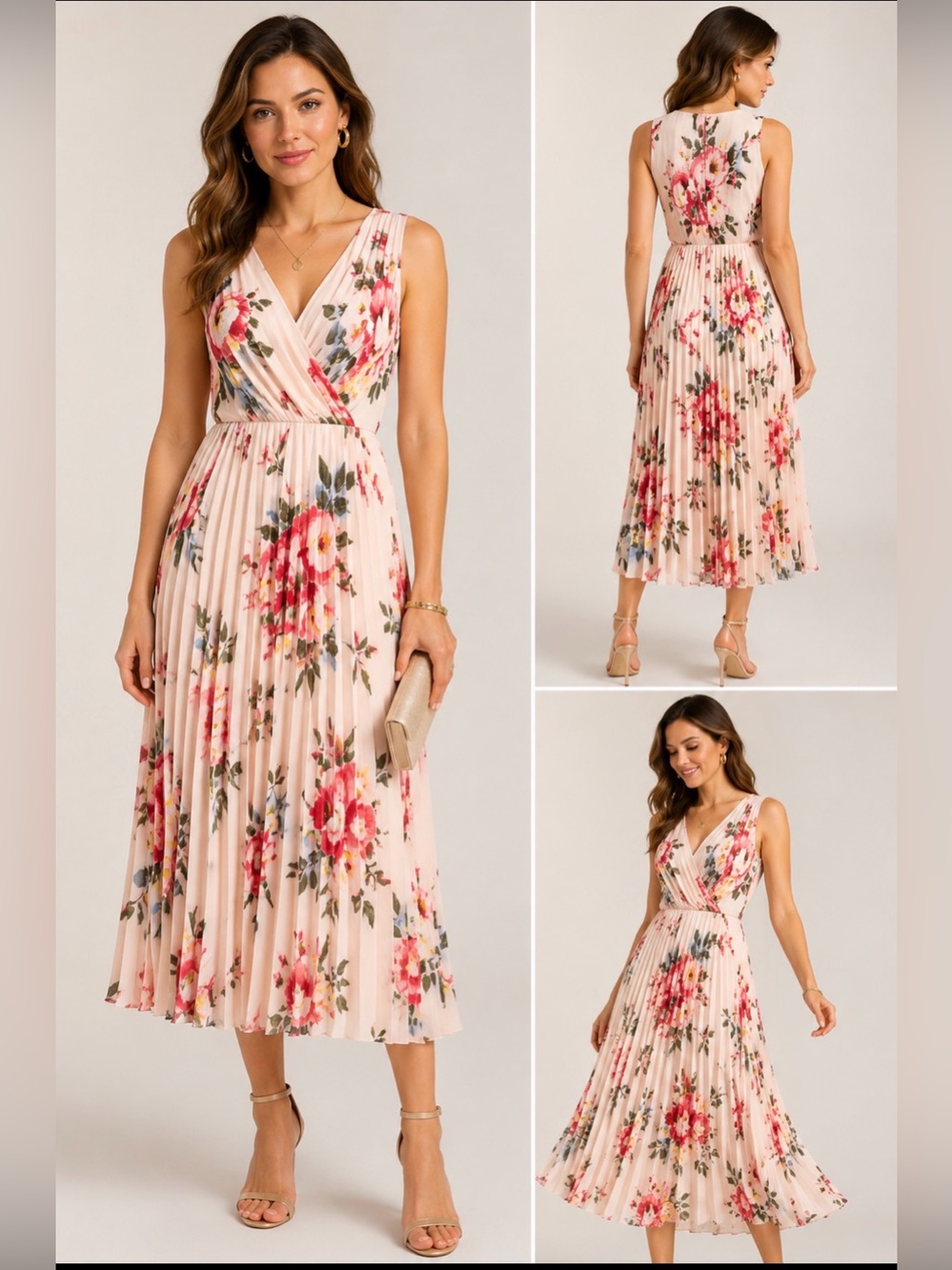 White House Black Market Floral Pleated Midi Dress | Size 0 | NWT